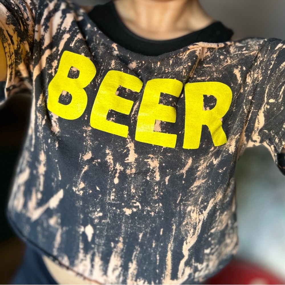 “BEER” Acid Wash Crop Top